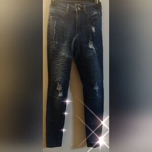 Dark Blue Distressed Jeans